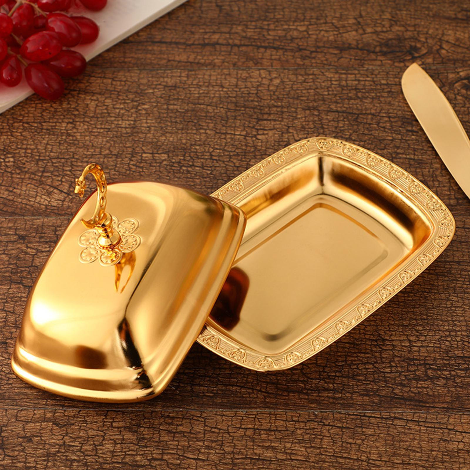 

Контейнер для вершкового масла з ручкою та кришкою, Декоративний тримач для зберігання, Тарілки для закусок Для золотий