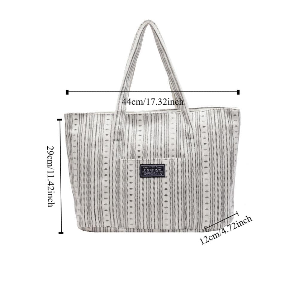 Portable Commuting Shoulder Bag Large Capacity Mommy Bag Fashionable Stripe Handbag  Lady
