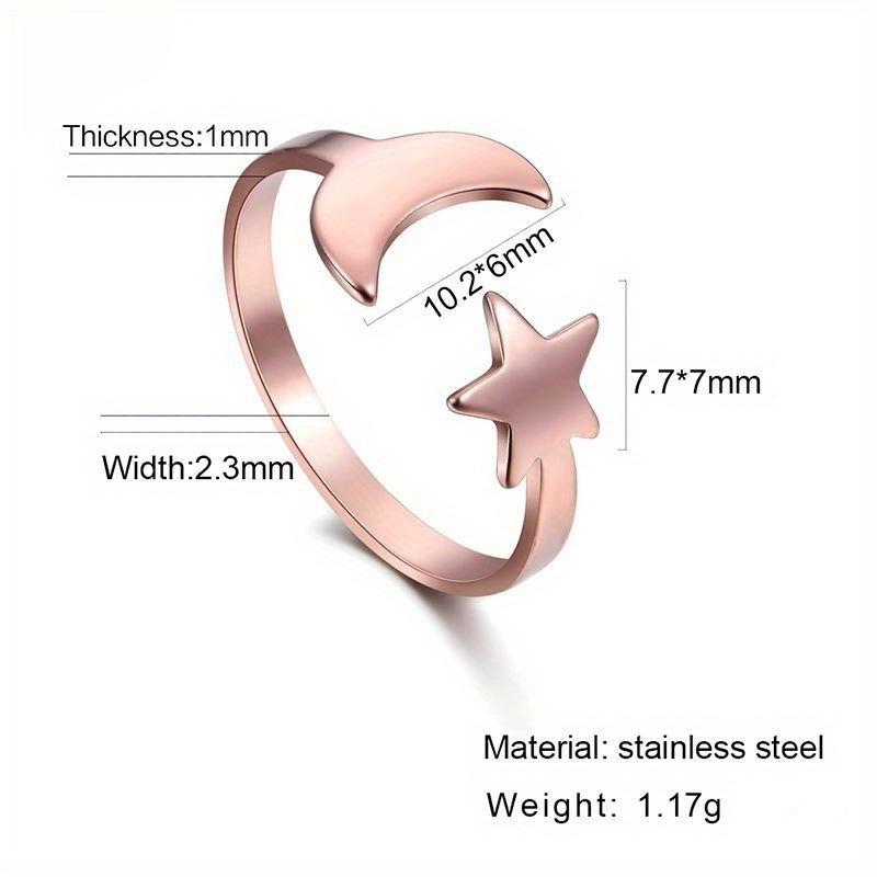 Creative and Minimalist Star and Moon Opening Ring, Fashionable Hollowed Out Design Handmade Accessory, Versatile and Personalized Ring Jewelry.