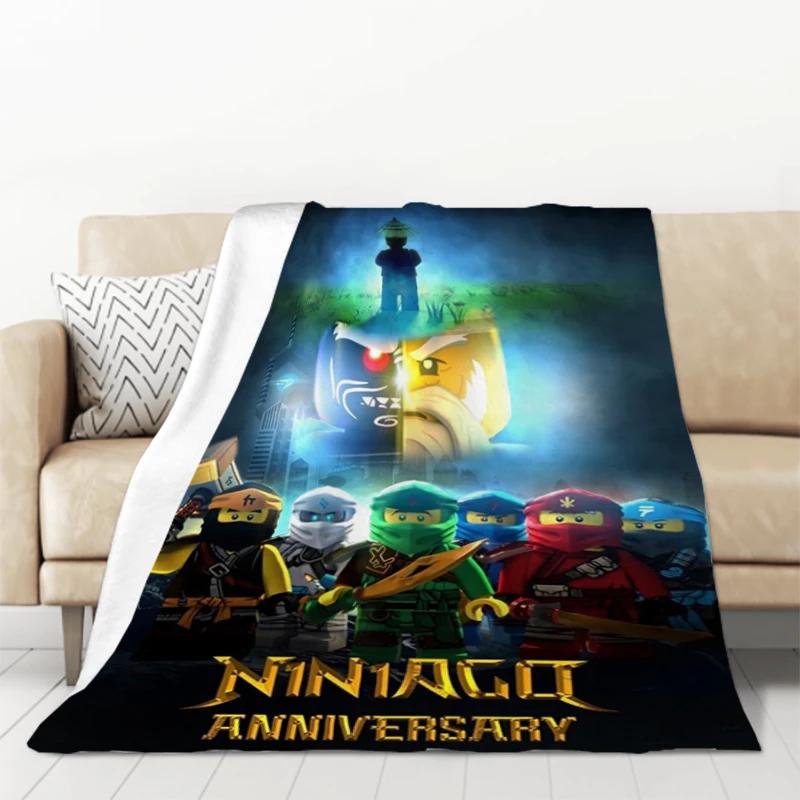 Ninjago Cartoon Cozy Microfiber Throw Blanket for Sofa Bed Portable Office Lounge Catnap Quilt Cover Perfect Home Textile Gift 100x150cm