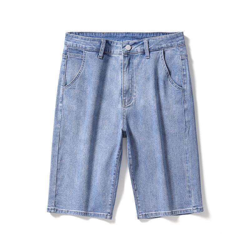 Men's Summer Slim Fit and Slim Casual Denim Crop Pants Casual Shorts High Waist Mid-pants