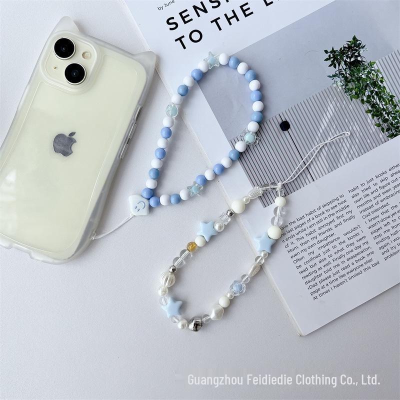 Handmade Sea Salt Star Blue Beaded Phone Lanyard