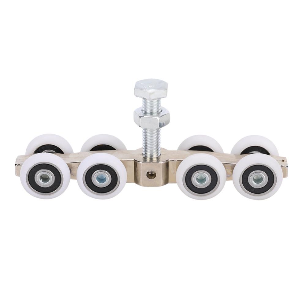Stable Aluminum Alloy Sliding Door Roller 8 Wheels Durable Hanging Pulley Bearing Heavy Duty Door Wheel Furniture