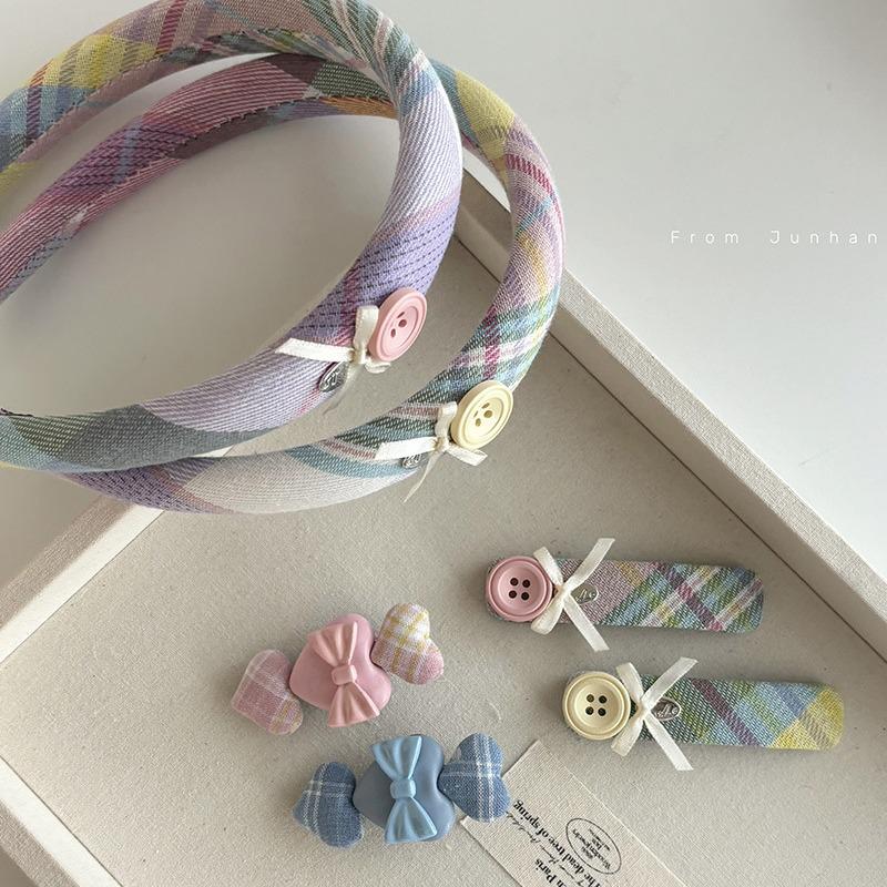 

Plaid Bow Duckbill Hair Clip & Fabric Headband for Women & Baby