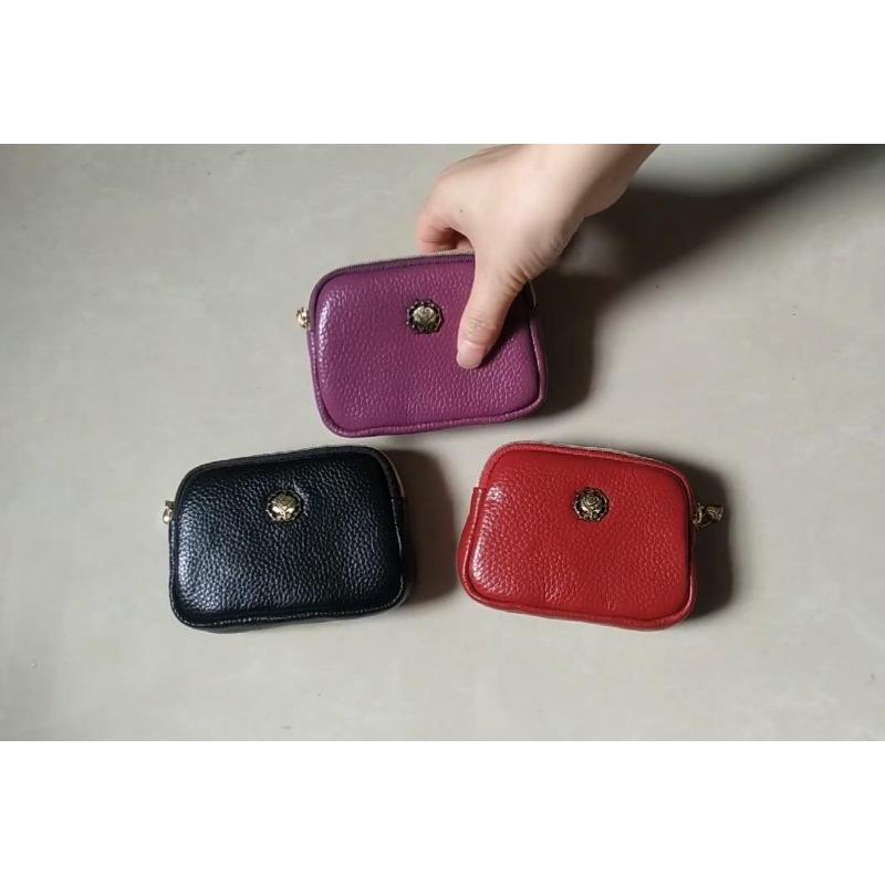 Poșetă pentru femei din piele naturală la modă, cu fermoar dublu