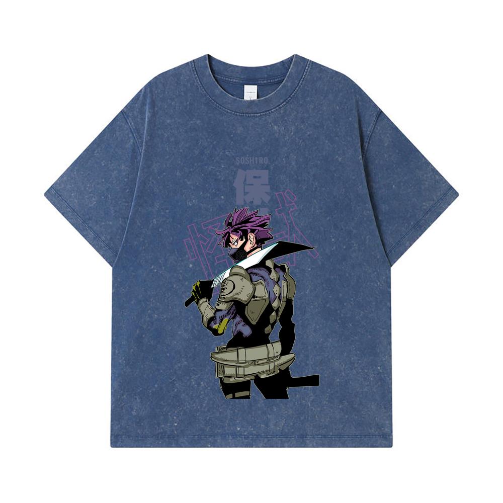 

275 GSM Washed T-shirts 100% Cotton Kaiju No 8 V12 Soshiro Print Unisex Heavy Cotton T Shirt 2XL королівський синій колір