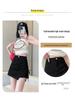 Summer Black High Waist Ruched Mini Skirt for Women - Slimming, Irregular A-Line Design, Polyester