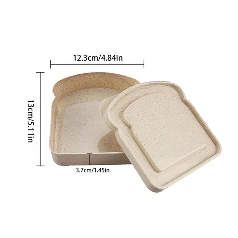 Toast Shaped Bento Box Sandwich Toast Bread Storage Box with Lid Reusable Office Kitchen School Outdoor Picnic Food Containers