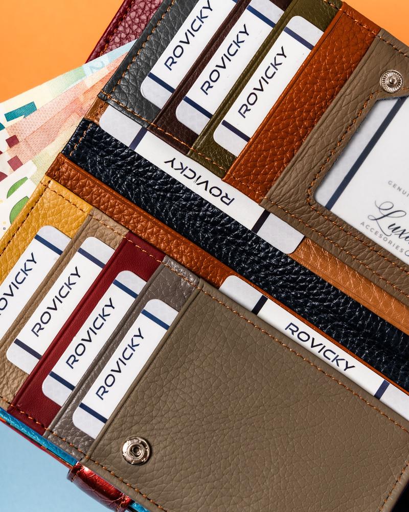 Große, lederne Damen Geldbörse im Patchwork-Muster - Rovicky