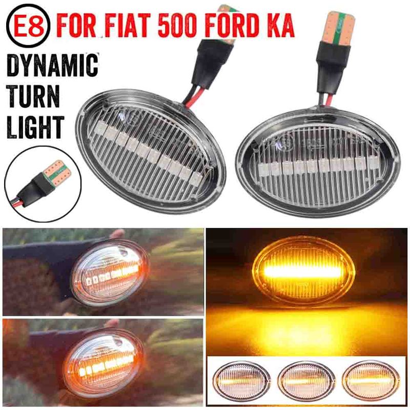 2Pcs Car Side Marker Lights Turn Signal For FIAT 500 500C 500L LED Dynamic T10 Lamps For Abarth 500 595 695 Car Fender Lights