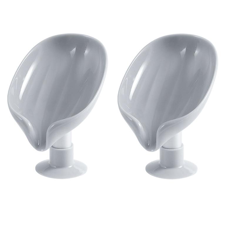 2PCS Suction Cup Soap Dish For Bathroom Shower Portable Leaf Soap Holder Plastic Sponge Tray For Kitchen Bathroom Accessories