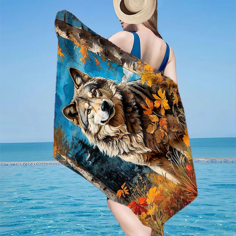 

Wolf Spirit Artwork Beach Towel, Super Soft Microfiber, Gift for Her/Him, Birthday, for Pool, Beach, Travel, Home Decor Fan gifts 70cmx140cm(27x55inch)