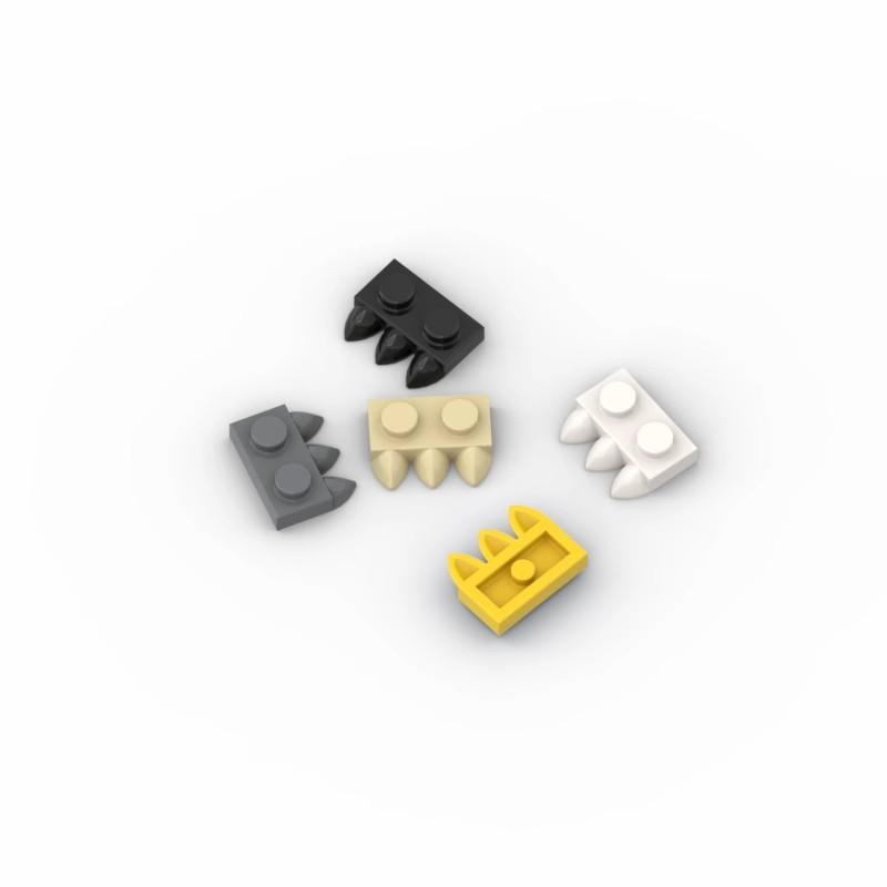 Wucifang Bags Unisex 20Pcs Moc Compatible Building Blocks 15208 Plate 1X2 With 3 Teeth Diy Educational Tech Parts For Creative Assembling