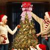 Christmas Tree Topper Hat Xmas Party Decoration Bow Star Cap