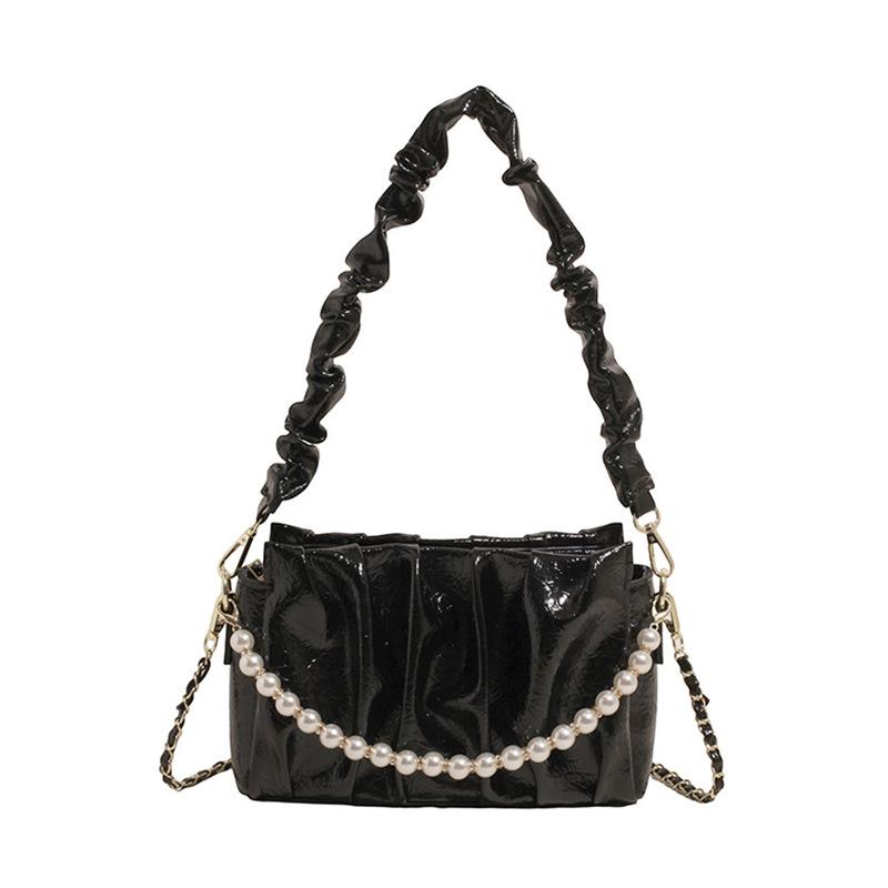 Pearl Chain Underarm Bag Women's Fashion Pleated Shoulder Bag New Messenger Bag