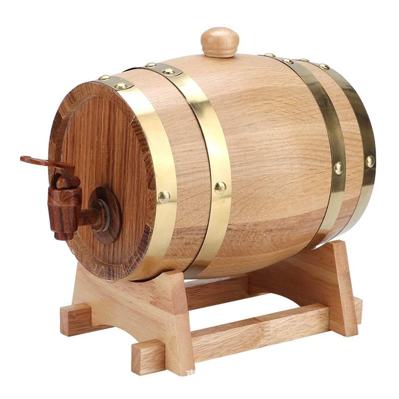 1.5L Red Oak Wooden Barrel for Home Brewing Whiskey and Red Wine