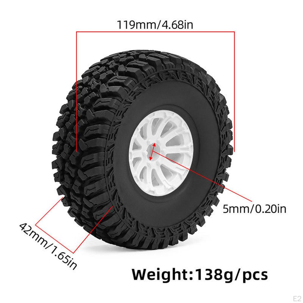 4 Pieces 1/10 Model RC Crawler Tires Parts Accessory Repair Professional Rock Crawling for