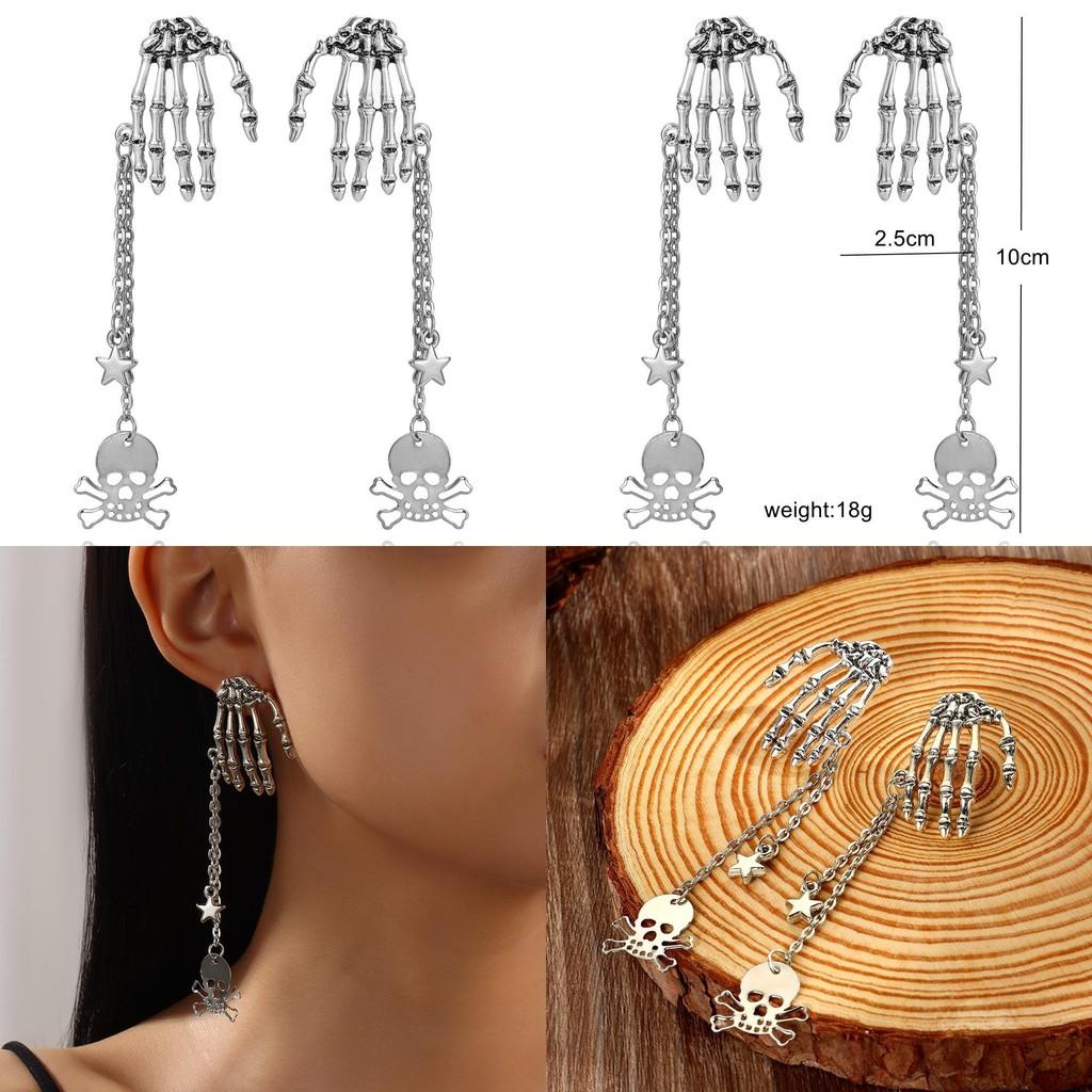 Pirate Skeleton Drop Earrings With Electroplated Finish For Womens Party Accessory