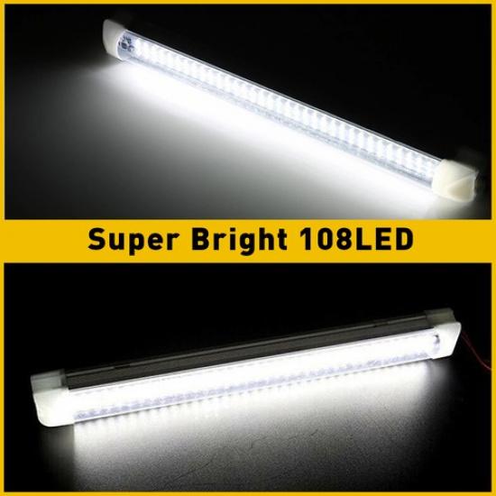 2Pc Interior Car 108LED Bar Light 6000K Tube Fixtures Camper RV For Boat Caravan