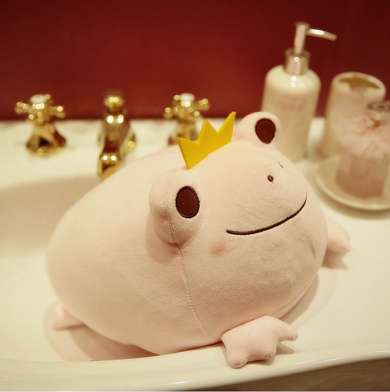 1 Stück 35cm süß der Kronen-Frosch Plüschkissen gefüllt mit Daunenbaumwolle Kinderspielzeug kawaii lächelnder Frosch Puppen für Kinder Geburtstagsgeschenk