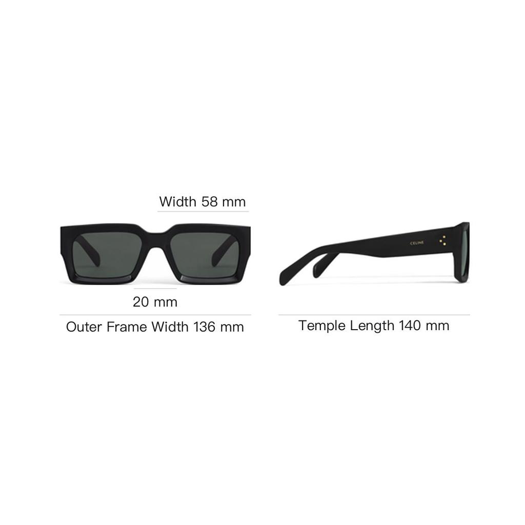 Celine Logo Detail Irregular Shape Sunglasses Men Sunglasses Black 4S280CPLB38NO