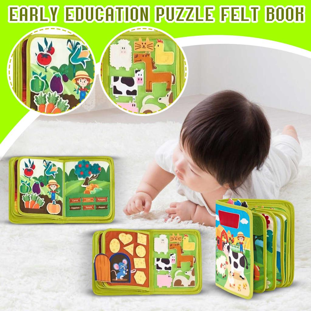 Felt Quiet Book Early Learning Activity Toy for Toddlers Interactive DIY Educational Soft for Fine Motor Skills Development