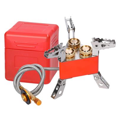 Tragbarer 3-Flammen-Campingkocher 6800W Hochleistungs-Gasbrennerkocher Faltbarer Rucksackkocher mit