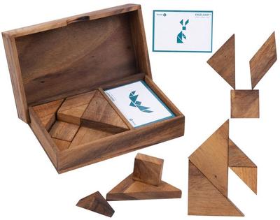 Puzzle in Legno - ENGELHART - Doppio Tangram Animali - Ecologico - 1-2 giocatori - 4 anni e più