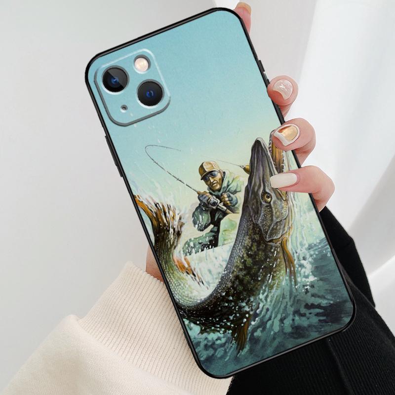 Pike Fish Fishing Bait Phone Case For iPhone 17 Pro Max 14 13 12 11 15 16 Pro Max mini 15 16 Plus 16e 17 Air Cover