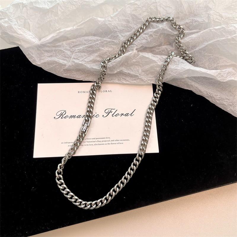 Titanium Steel Cuban Link Chain Necklace Men Women Minimalist Hip Hop Pendant Size Geometric Style Daily Wear