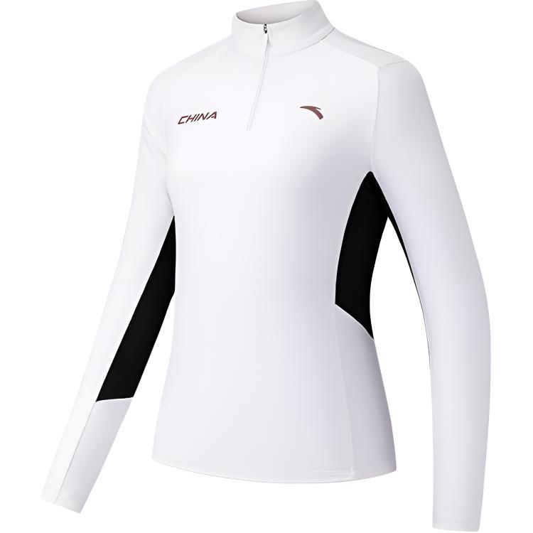 

Anta Comfortable Color Blocked Fleece Knit Top With Stand Collar Women tops 162547401N-1 3XL