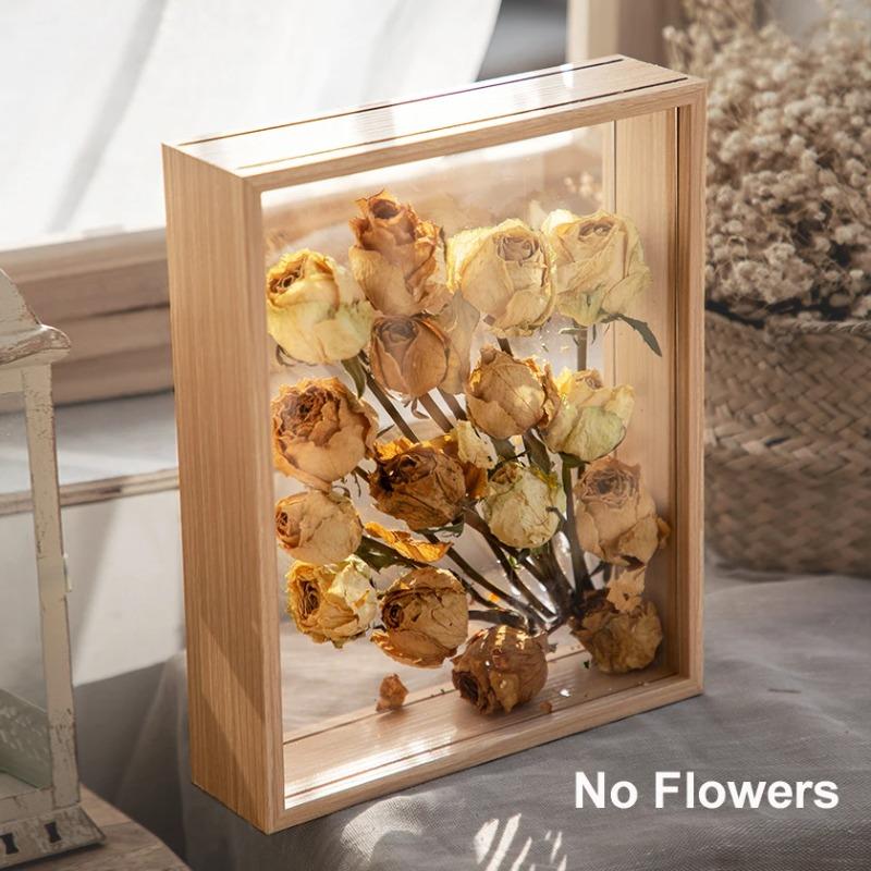 Cornici Profonde Trasparenti a Scatola Cornici Esposizione Bouquet Custodia Fiori Profonda Per Artigianato Foto 3D Souvenir Ricordo Tavolo Legno