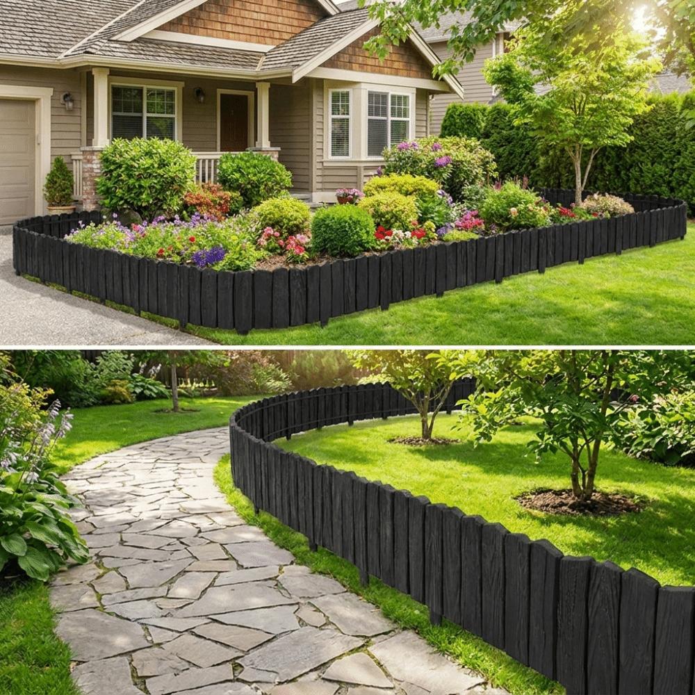 3pcs Imitation Stone Texture Garden Edging Border Interlocking Design Landscape Barrier  Walkway