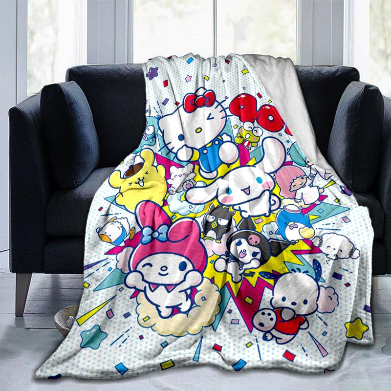 1pc Hello Kitty & Friends Blanket, Home Decorative Throw Blanket, All Seasons Use, Living Room, Travel, Camping, Car Blankets, Beach, Office Naps, Gif