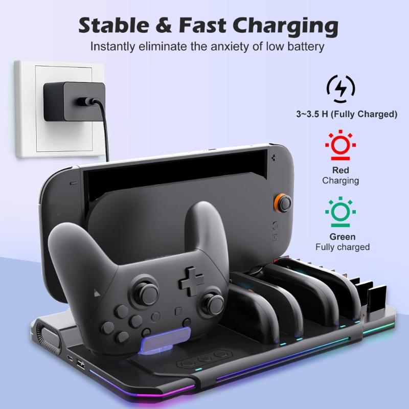Charging Station for NS2 Controller Multifunction Charging Dock Stand Charging 5 Controller Simultaneously