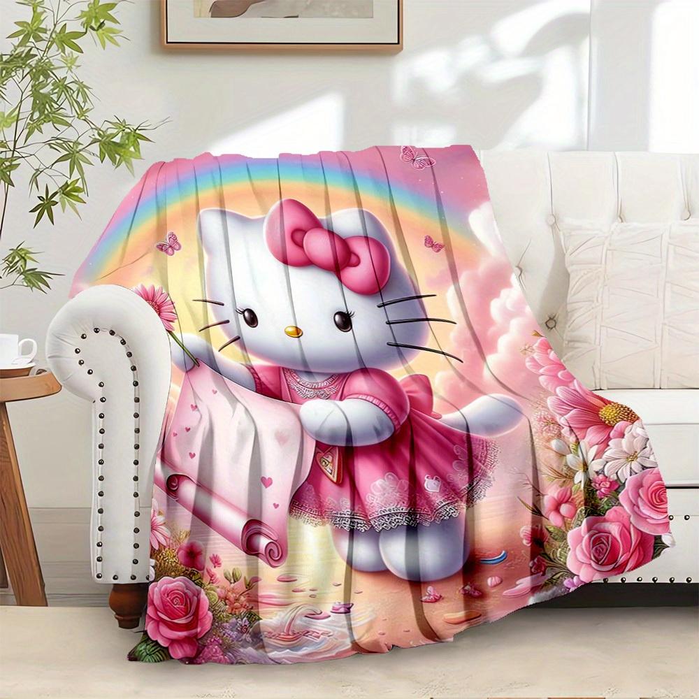 

1pc 1pc Hello Kitty Princess Theme Pink Polka Dot Heart Pattern Flannel Blanket - Home Decor Blanket for All Seasons, Soft and Comfortable, 130x150cm