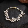 ZAKOL Shiny Marquise Cut Cubic Zirconia Silver Color Leaf Shape Chain Bracelet Bangle for Women Brides Wedding Party Jewelry