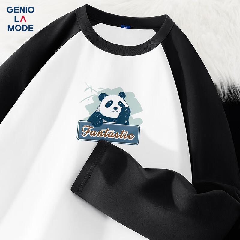 GENIOLAMODE Men's Color Block Heavy Cotton Long Sleeve T-Shirt