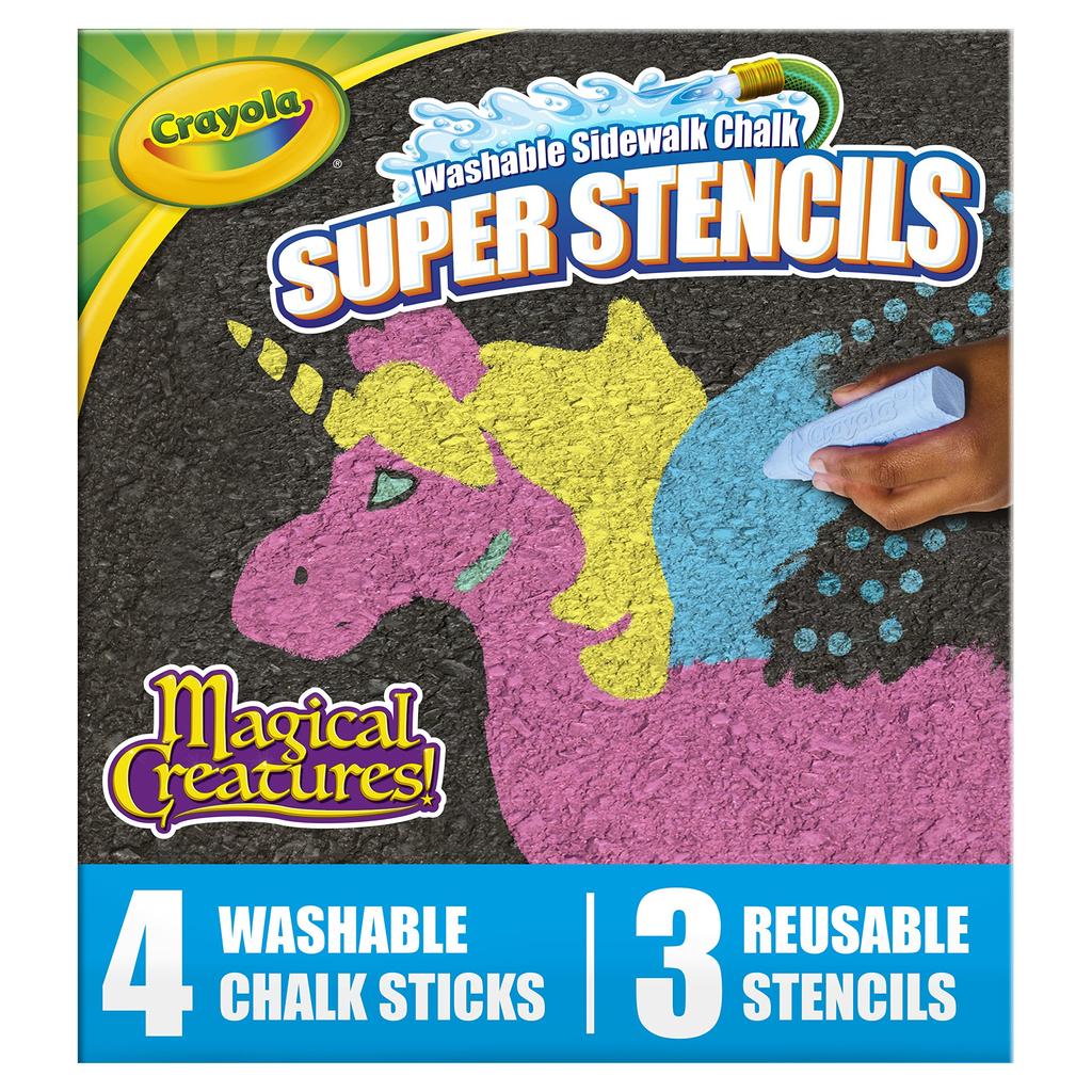 Crayola Kritor Avtagbara Jumbo Kritor & Schablonark Set Utomhuskritor 4 Färger 3 Schablonark 031001 Äkta Produkt