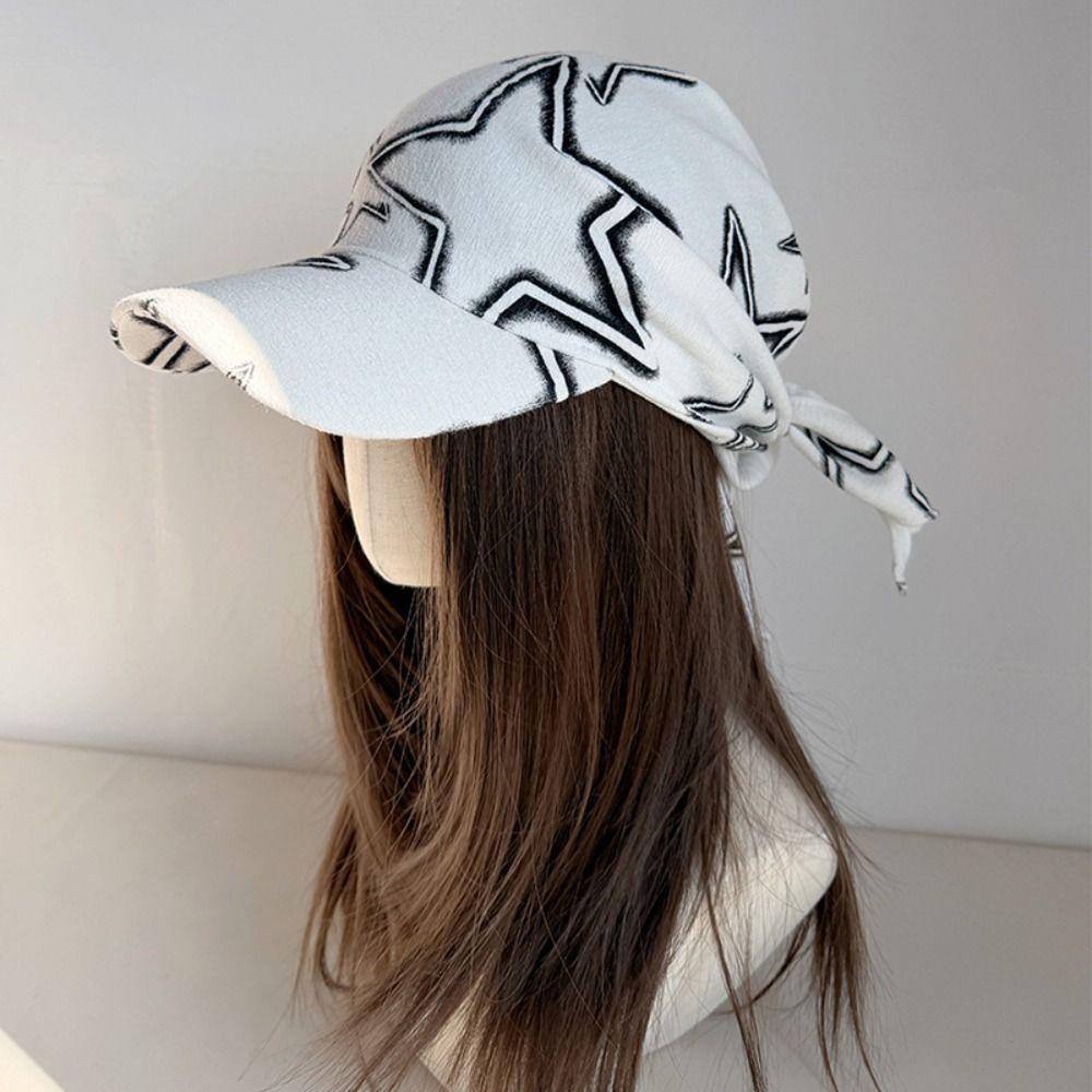 Pentagram Scarf Baseball Cap Korean Style Strappy Scarf Hat Portable Letter Headscarf Hat Girl