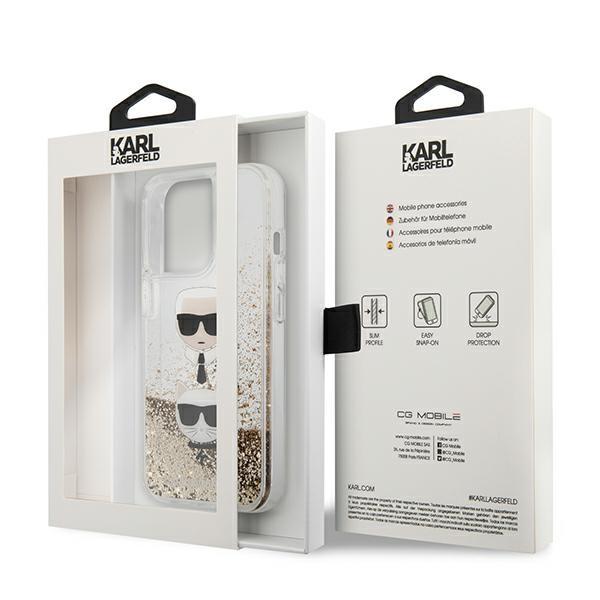 Karl Lagerfeld Klhcp13Xkicgld Iphone 13Pro Max 6,7 Złoty/Gold Hardcase Liquid Glitter Karl&Choupette Head