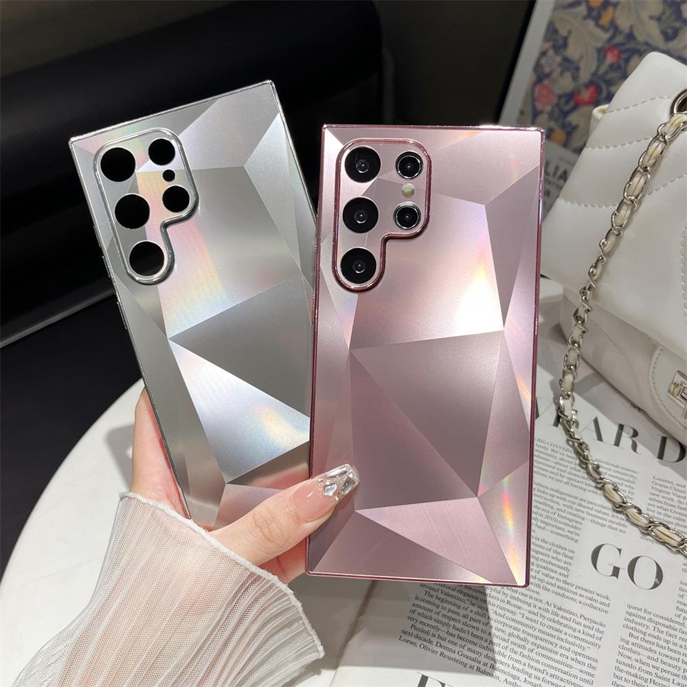 Custodia in Acrilico con Motivo a Diamanti, Amica della Pelle, Cover Antiurto per Samsung S26 Ultra / S24 Ultra / A14 / A56