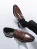 European Plus Size Men's Loafers - 2025 Spring/Autumn Casual Embossed Spliced Leather Shoes