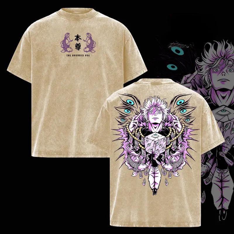 Hot Anime Jujutsu Kaisen Gojo Satoru Print T-shirt Men Women Tshirts Casual Cotton Clothing Retro Washed T Shirt Harajuku Tops
