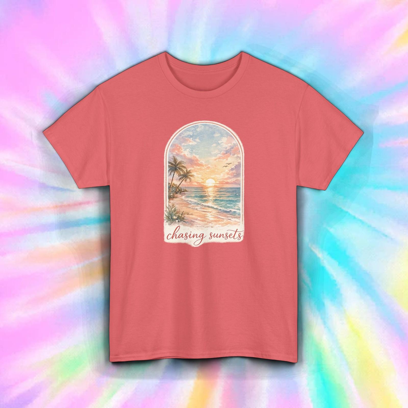 Chasing Sunsets Beach Vacation Coastal Ocean Lover Graphic Tee Shirt S-5XL XXXXL