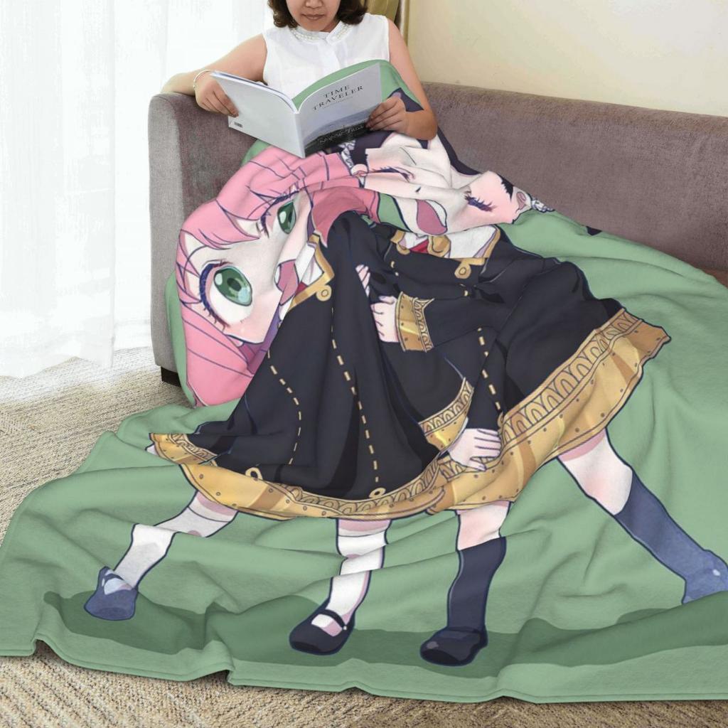 Spy X Family Cartoon Kawaii Anya Anime  Blankets Flannel Sofa Throw Blanket Super Soft for Bedroom Office Throws Bedspread Quilt