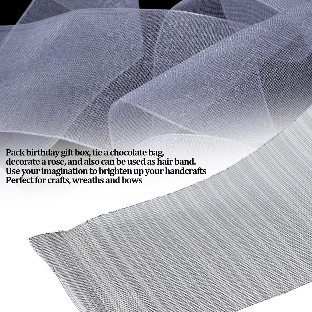 40mm Exquisite Organza Ribbon Decorative Ribbon DIY Sheer Chiffon Wrapping RibbonBlack