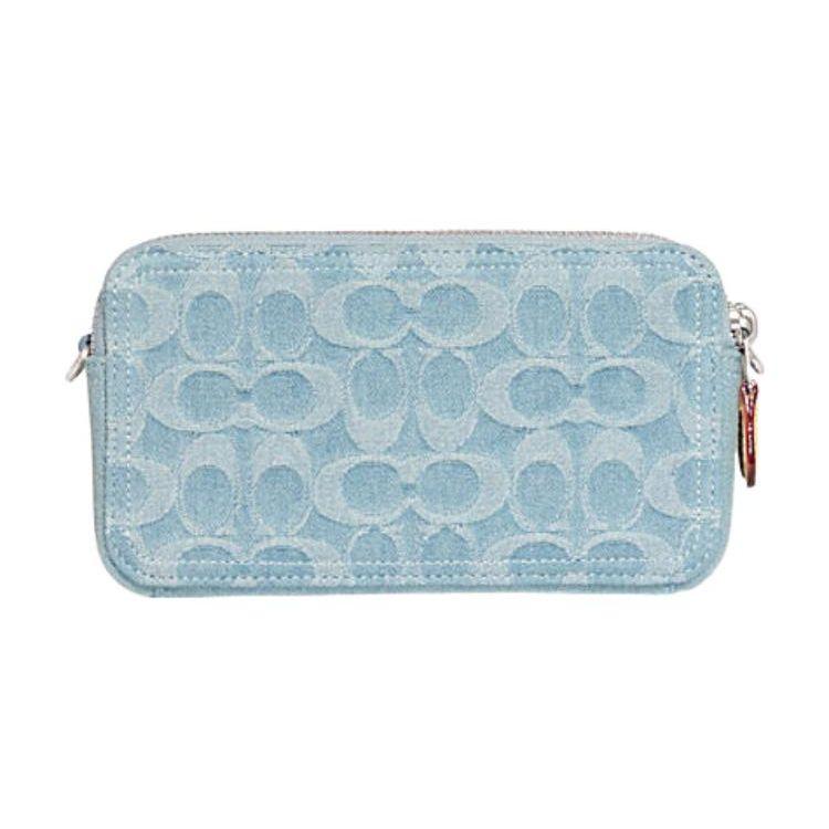Coach Signature Denim Canvas Wristlet Clutch Bag Daily CK010-LHPBU
