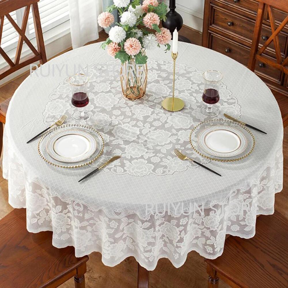 Round Table Cloth Pvc Waterproof Oil-Proof Tablecloth Tea Coffee Table Cover For Wedding Party Decor Diameter 152/180/200/210Cm