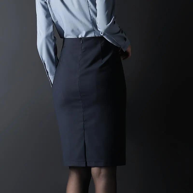 Women's Black High Waist Slim Pencil Skirt Formal Office Workwear Midi Skirt